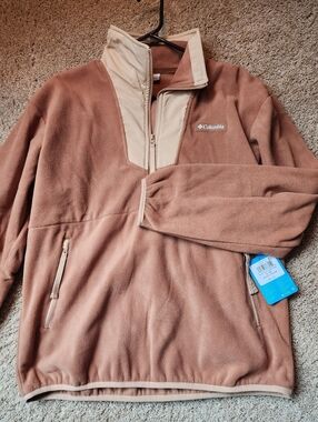 New Nwt Tags Women Columbia Brown Sequoia Grove 1/2 Zip Fleece Top L Lg